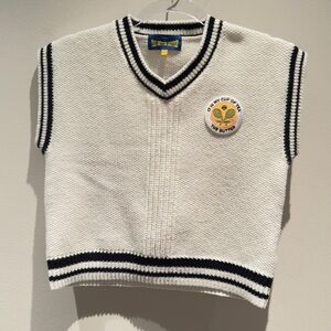 I Love J x The Better Butter White Knit Vest with Black Detail and Patch S-2XL